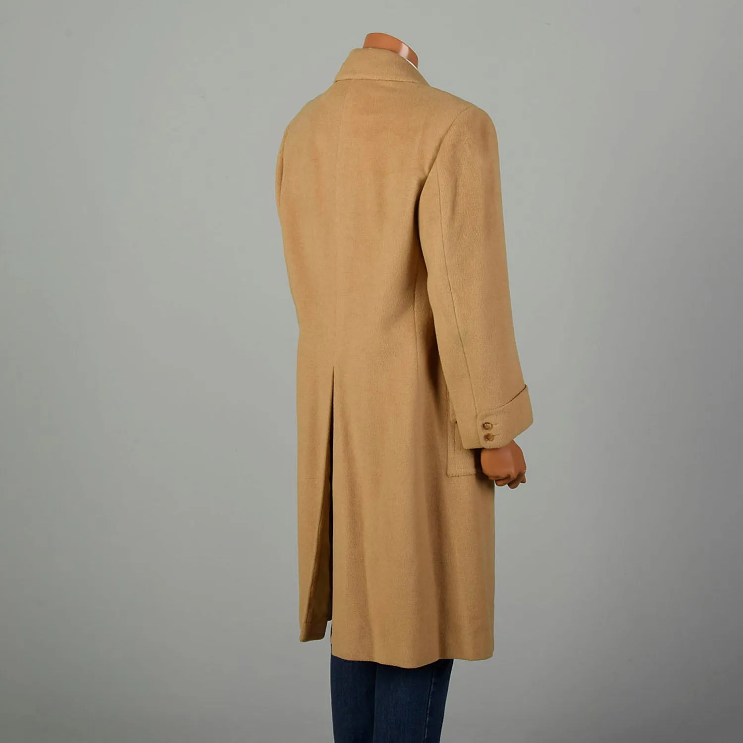 Large 1970s Coat Double Breasted Tan Winter Overcoat