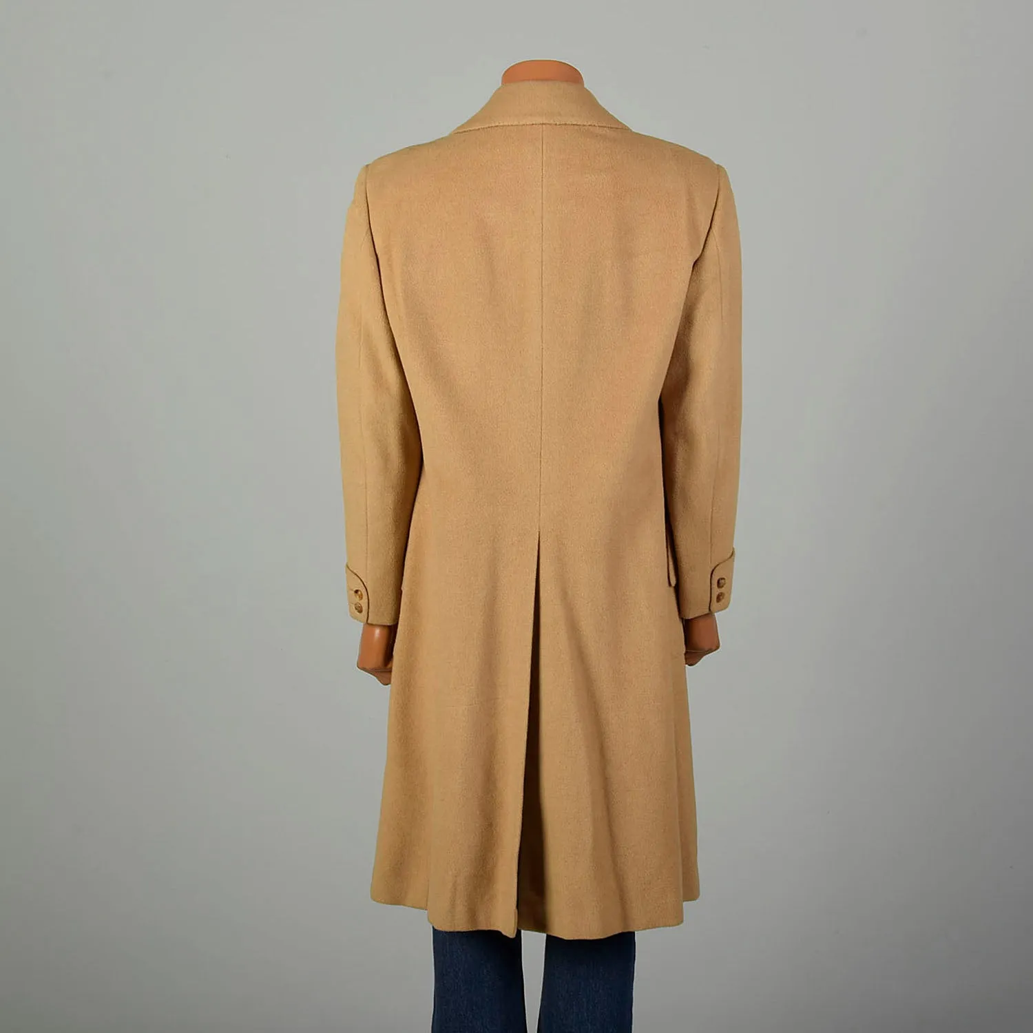 Large 1970s Coat Double Breasted Tan Winter Overcoat