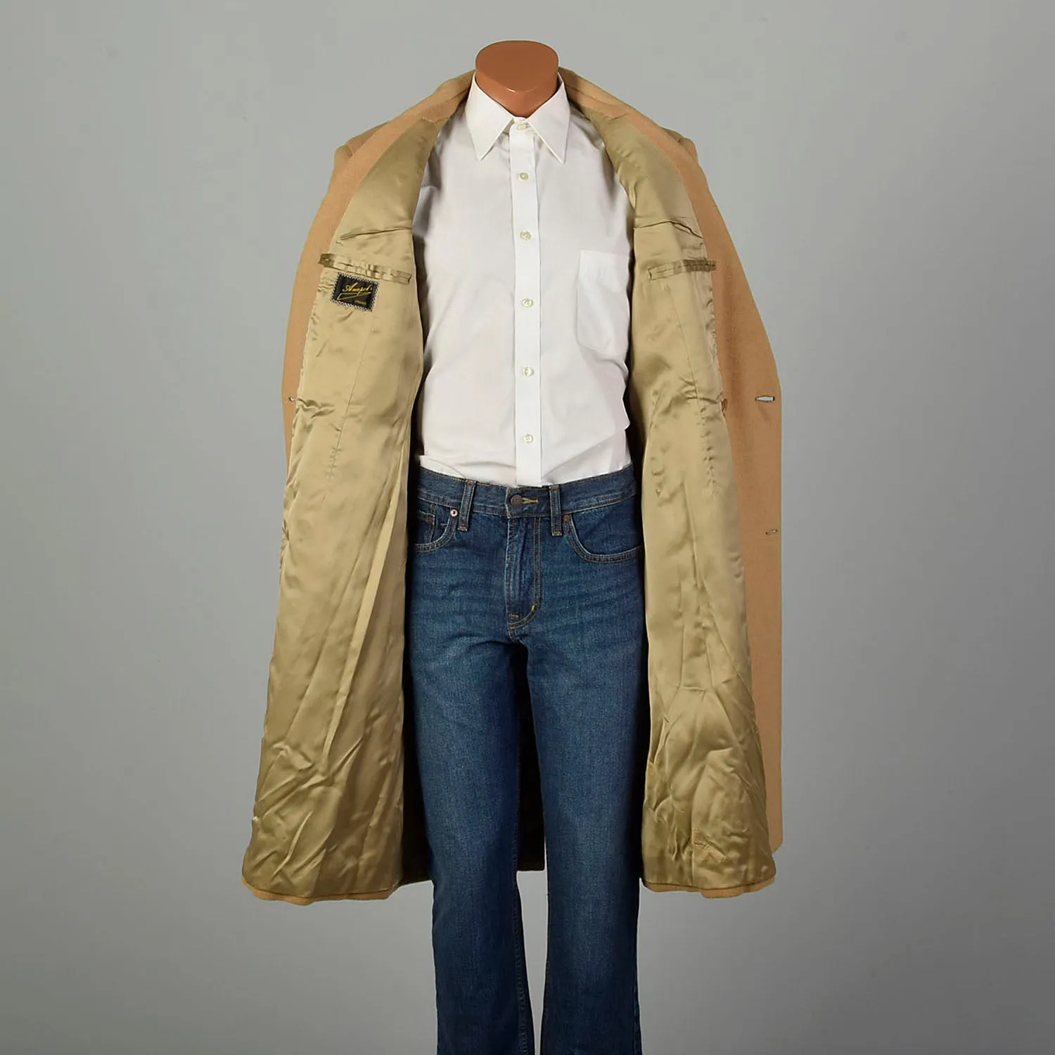 Large 1970s Coat Double Breasted Tan Winter Overcoat