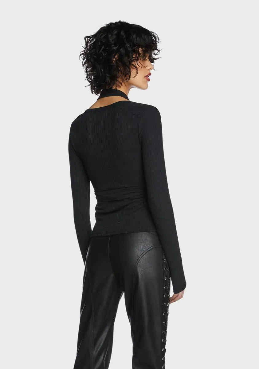 Layered Halter Ribbed Knit Top