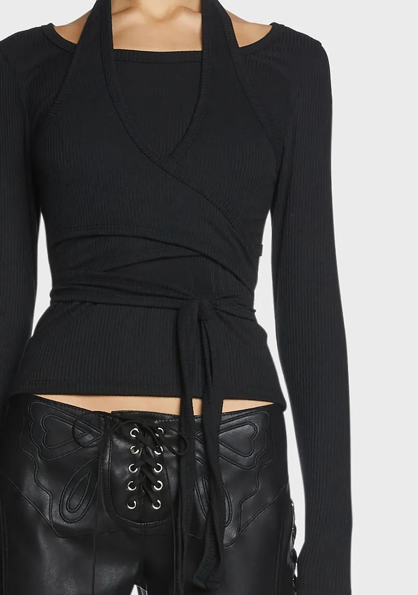 Layered Halter Ribbed Knit Top