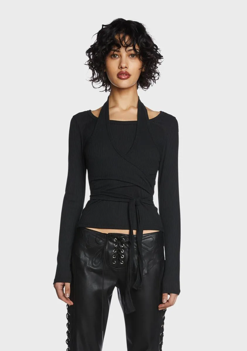 Layered Halter Ribbed Knit Top
