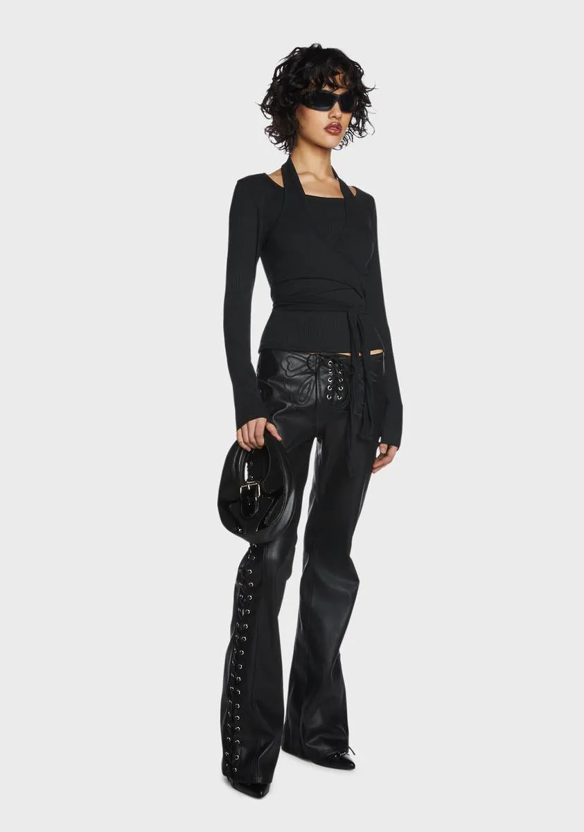 Layered Halter Ribbed Knit Top