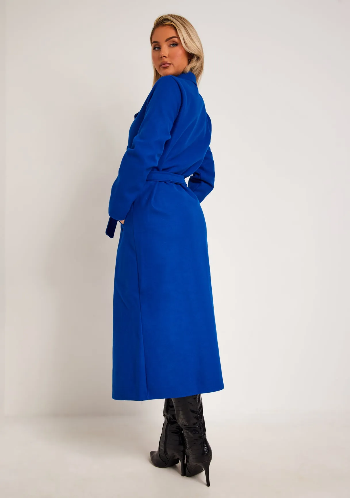 Layla Blue Brushed Wool Blend Coat