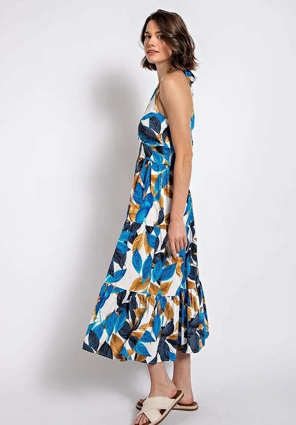 Leaf Print Halter Dress