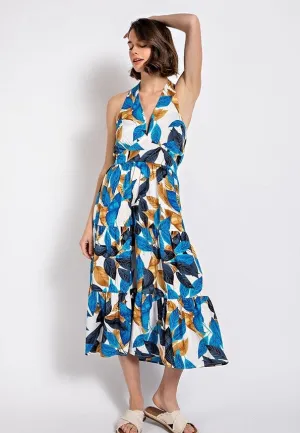 Leaf Print Halter Dress