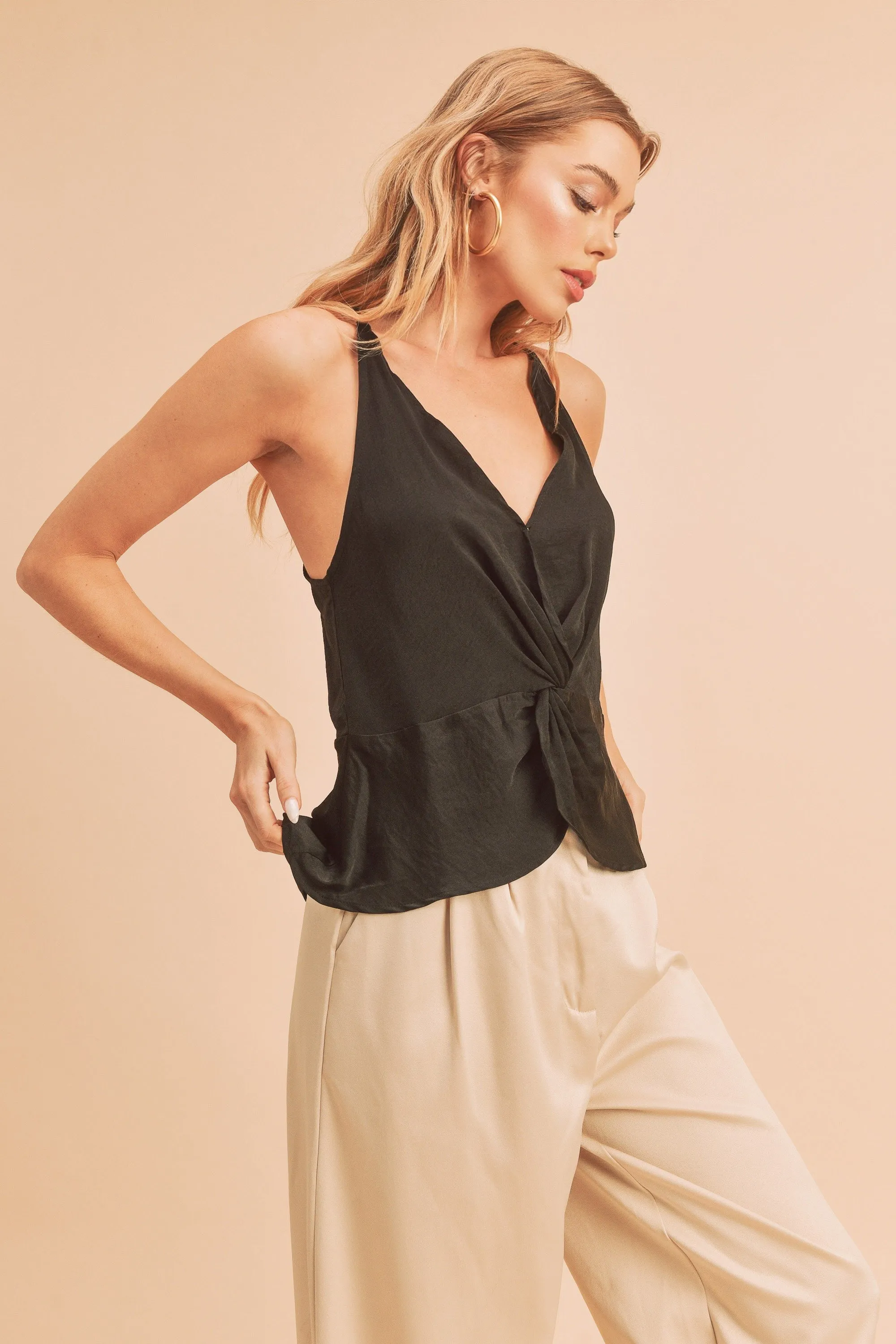 Leah Black Casual Chic Tank Top