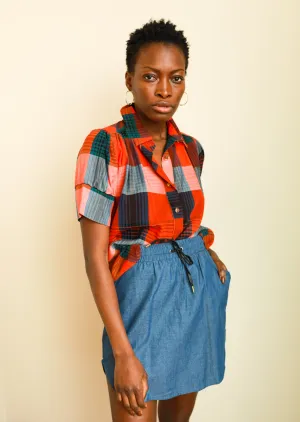 Light Blue Denim Track Skirt