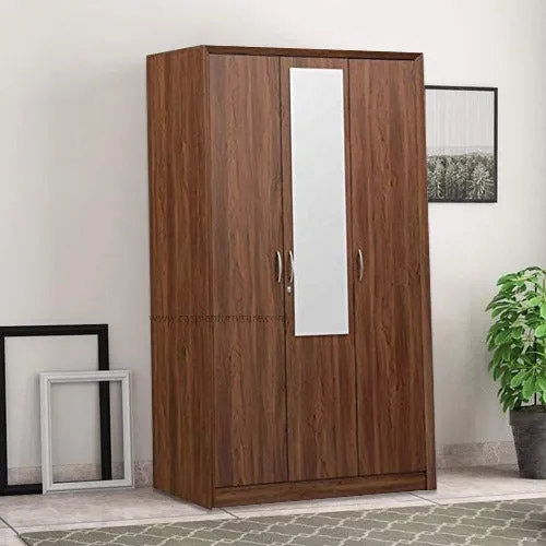 Light Brown Colour 3 Door Wardrobe, Drawer, Shelves and Hanging Space for Clothes