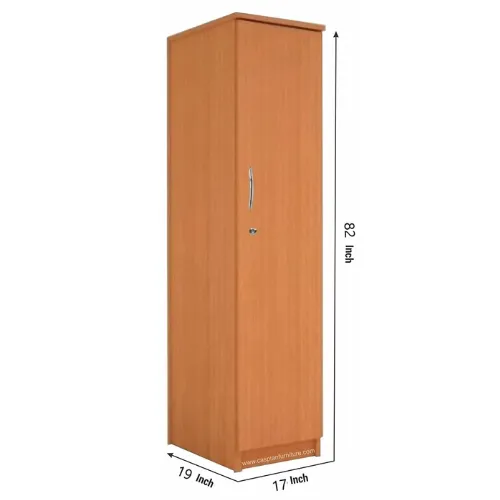 Light Brown Engineered Wood Single Door Wardrobe/Cupboard with 5 Shelves and 6 compartments