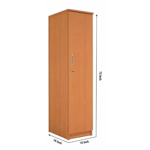 Light Brown Engineered Wood Single Door Wardrobe/Cupboard with 5 Shelves and 6 compartments