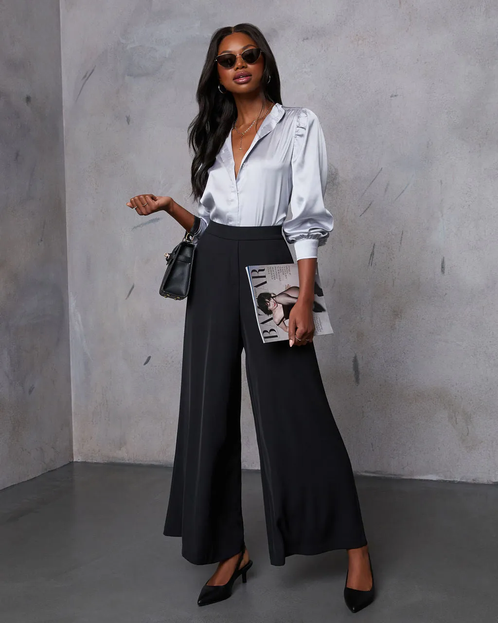 Lindsey Satin Button Down Top
