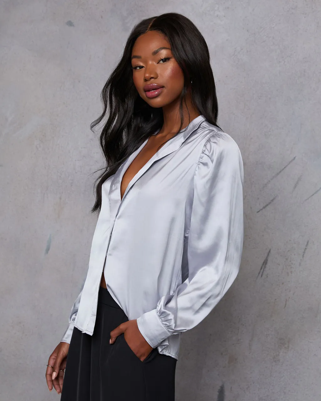 Lindsey Satin Button Down Top