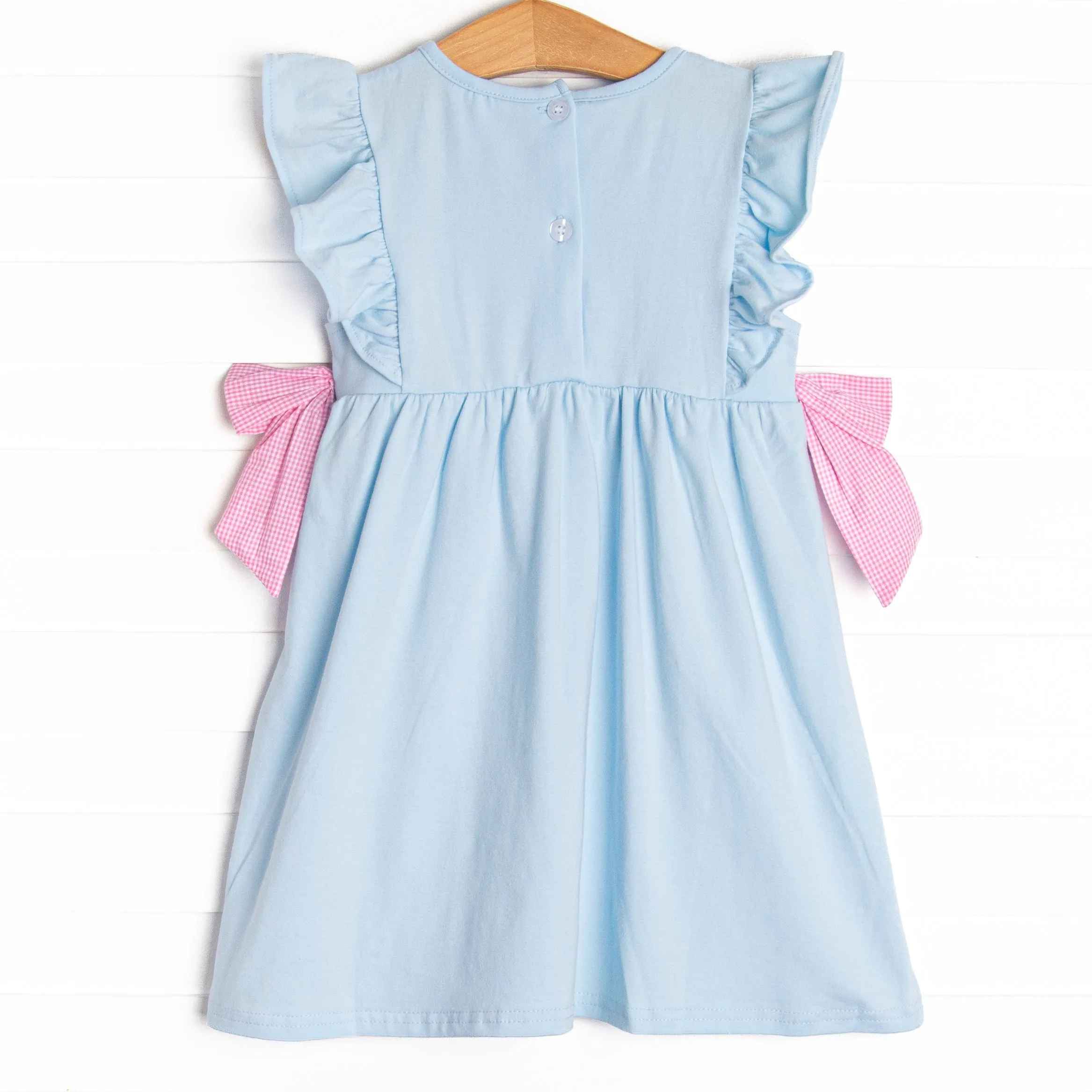 Little Artist Applique Side Tie Dress, Blue