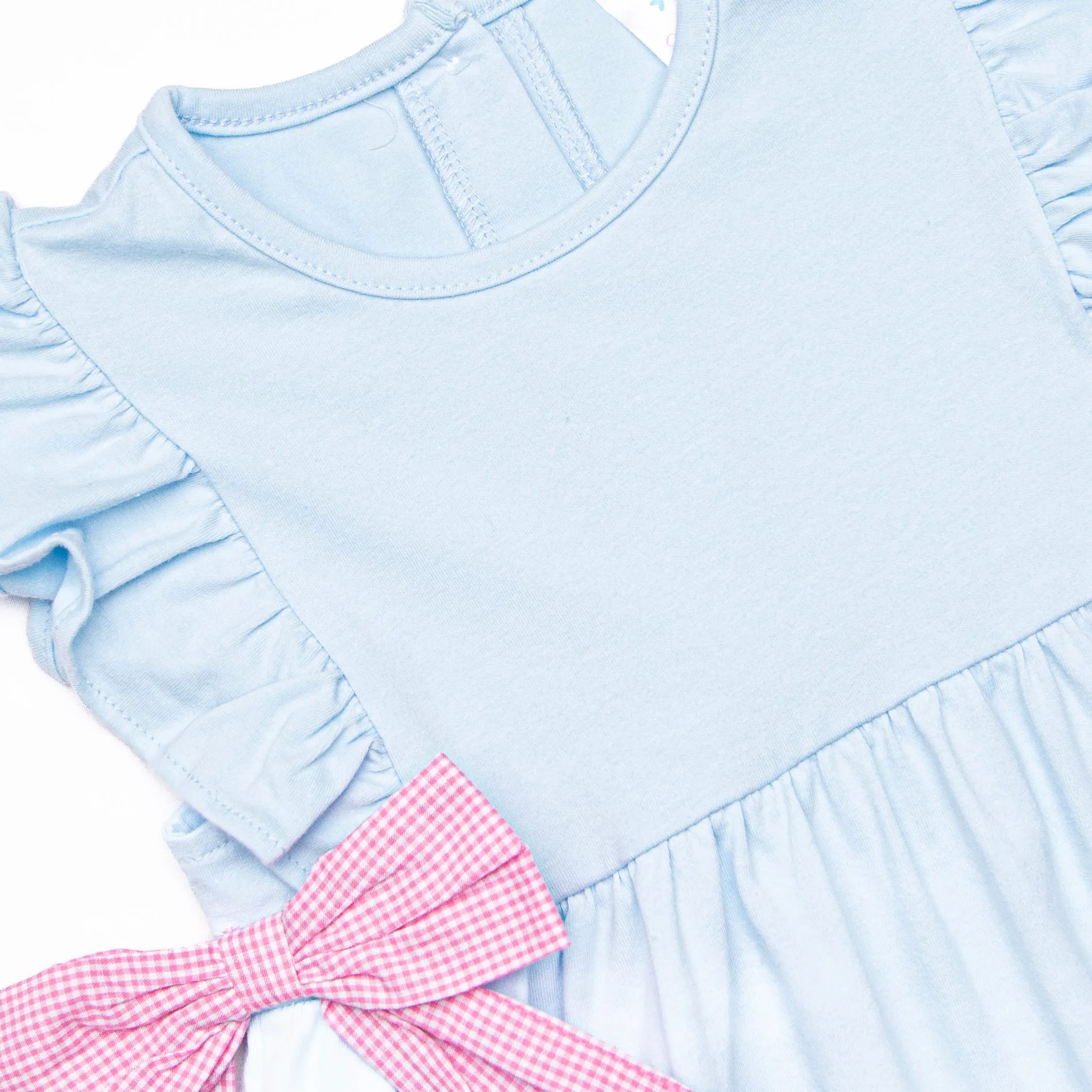 Little Artist Applique Side Tie Dress, Blue