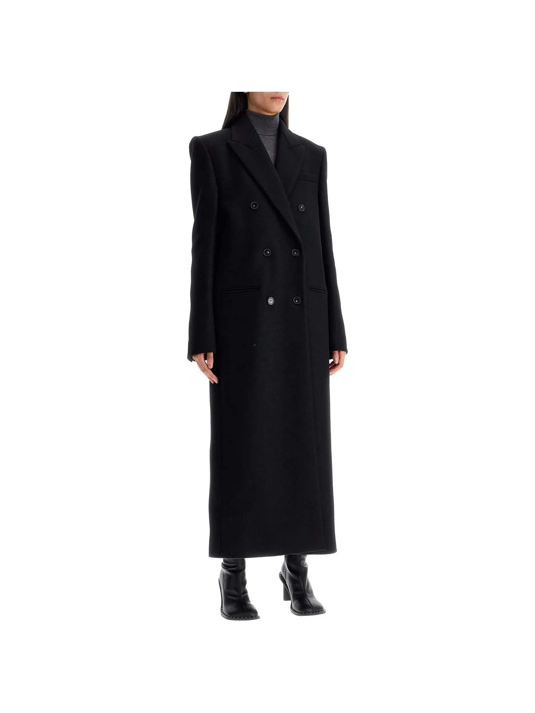Long Double-Breasted Wool Coat