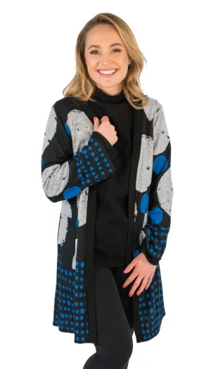 Long Polka Dot Print Cardigan