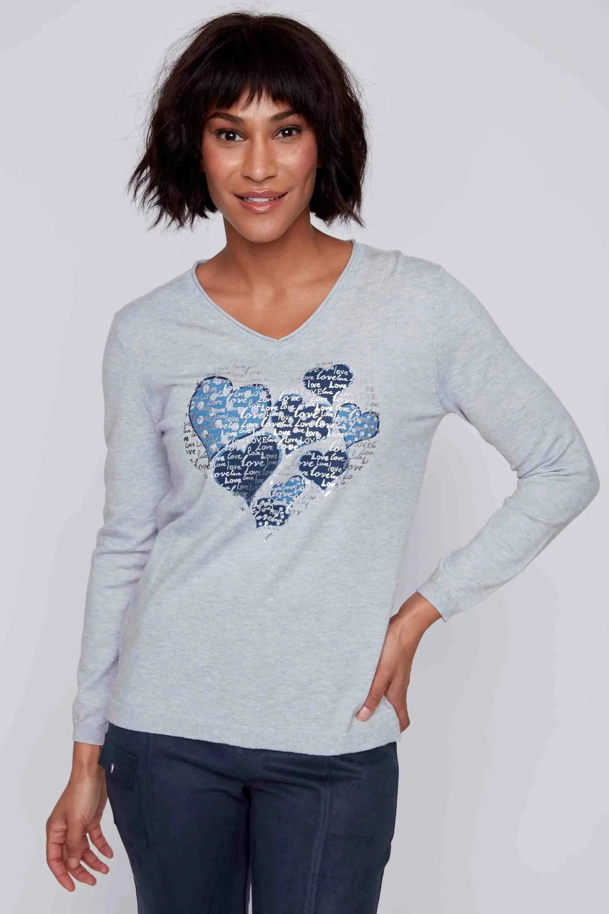 Long Sleeve Blue Heart Top