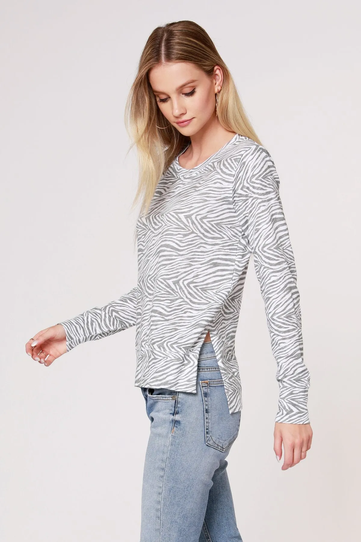 Long Sleeve Crewneck High Low Tee