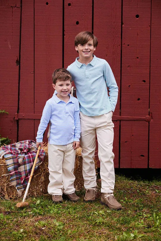 Long Sleeve Polo - Light Blue Stripe