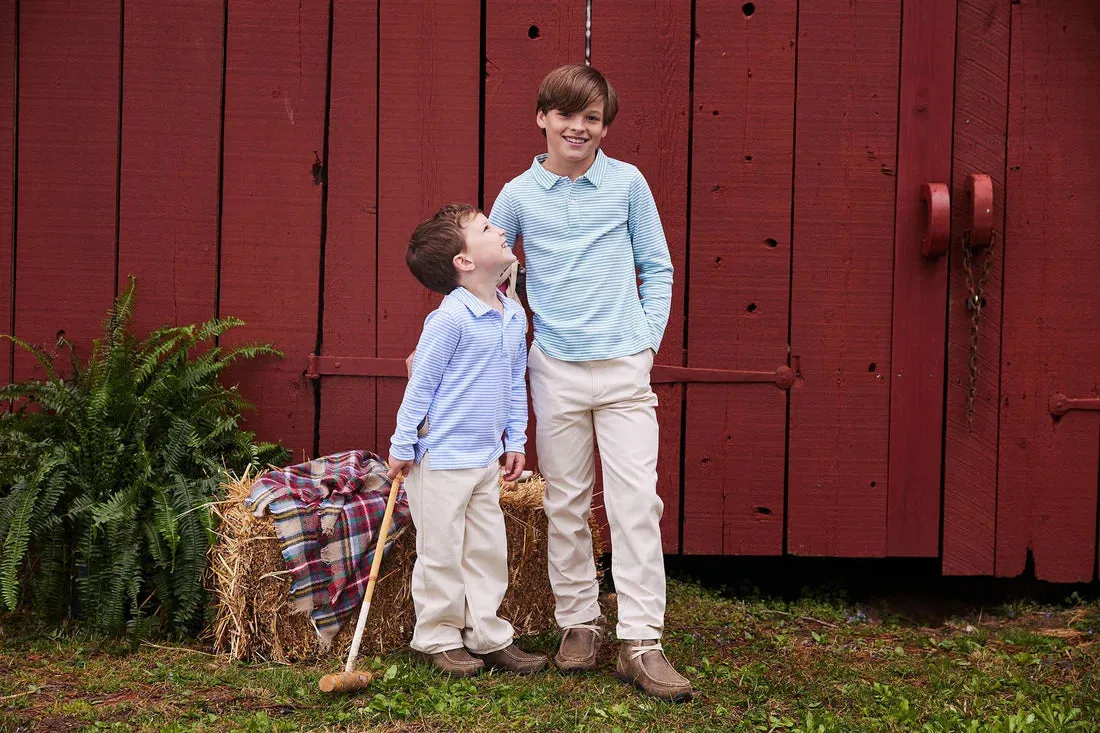 Long Sleeve Polo - Light Blue Stripe