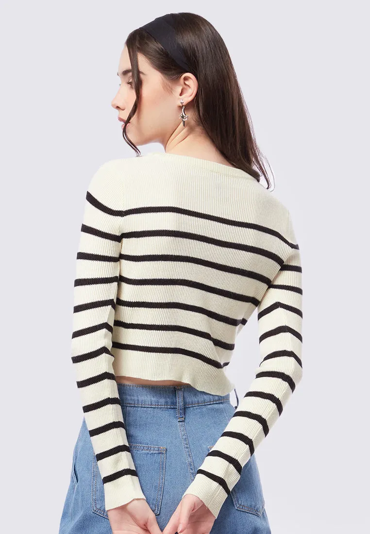 Long Sleeve Stripe Crop Sweater