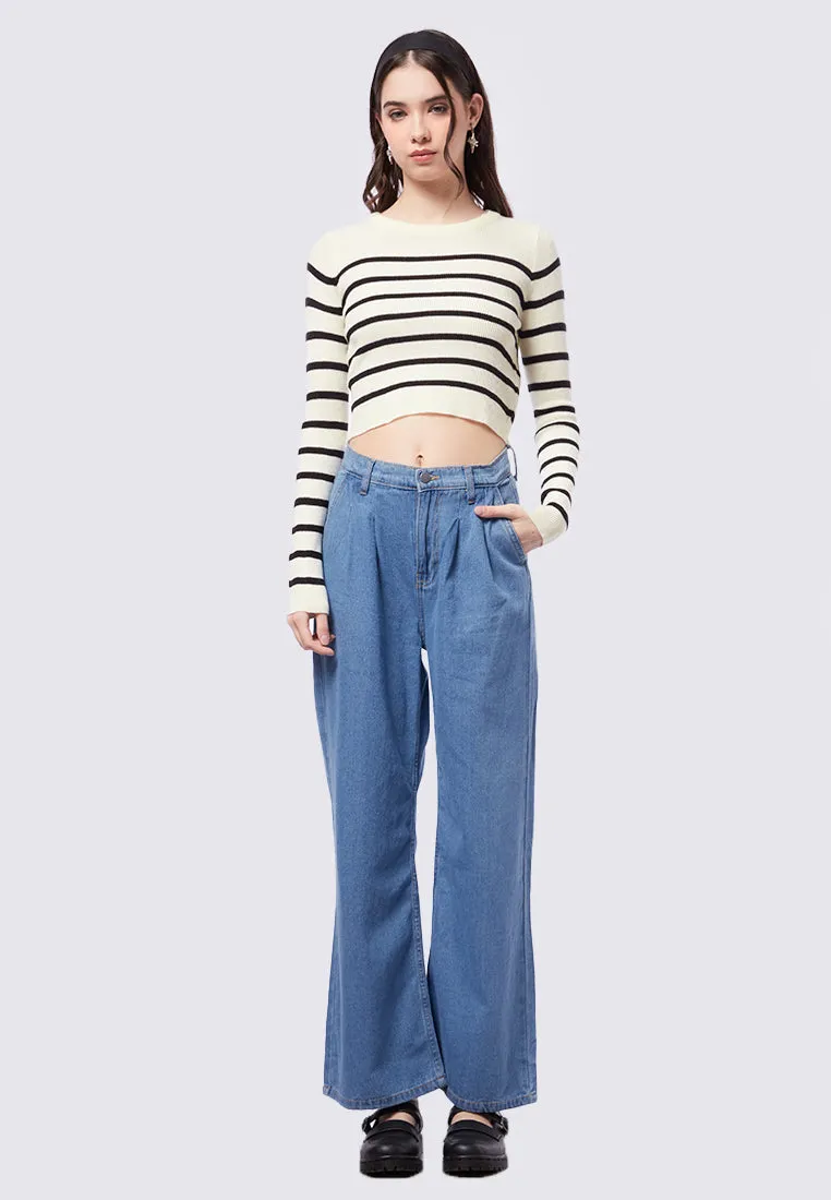 Long Sleeve Stripe Crop Sweater