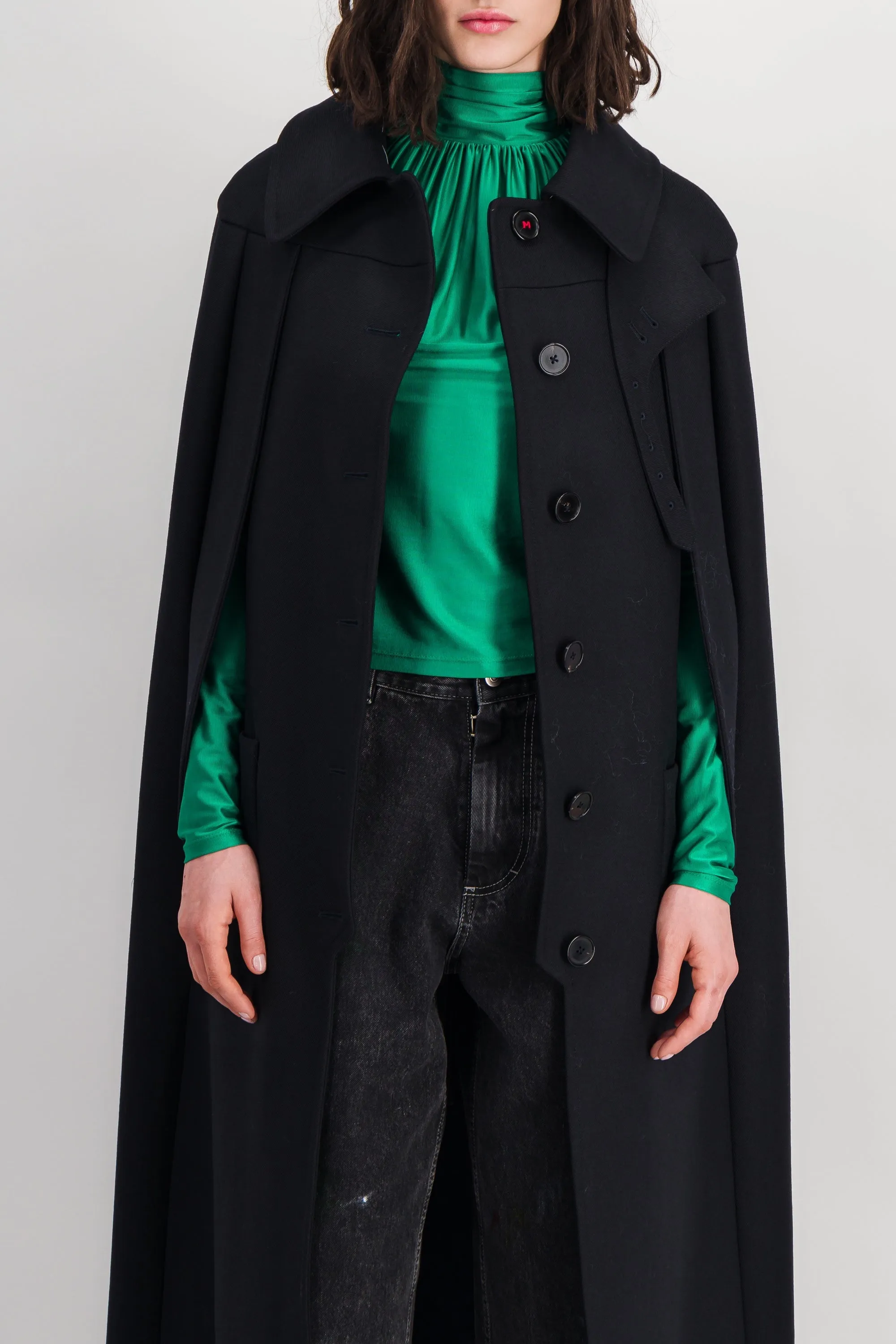 Long wool cape coat