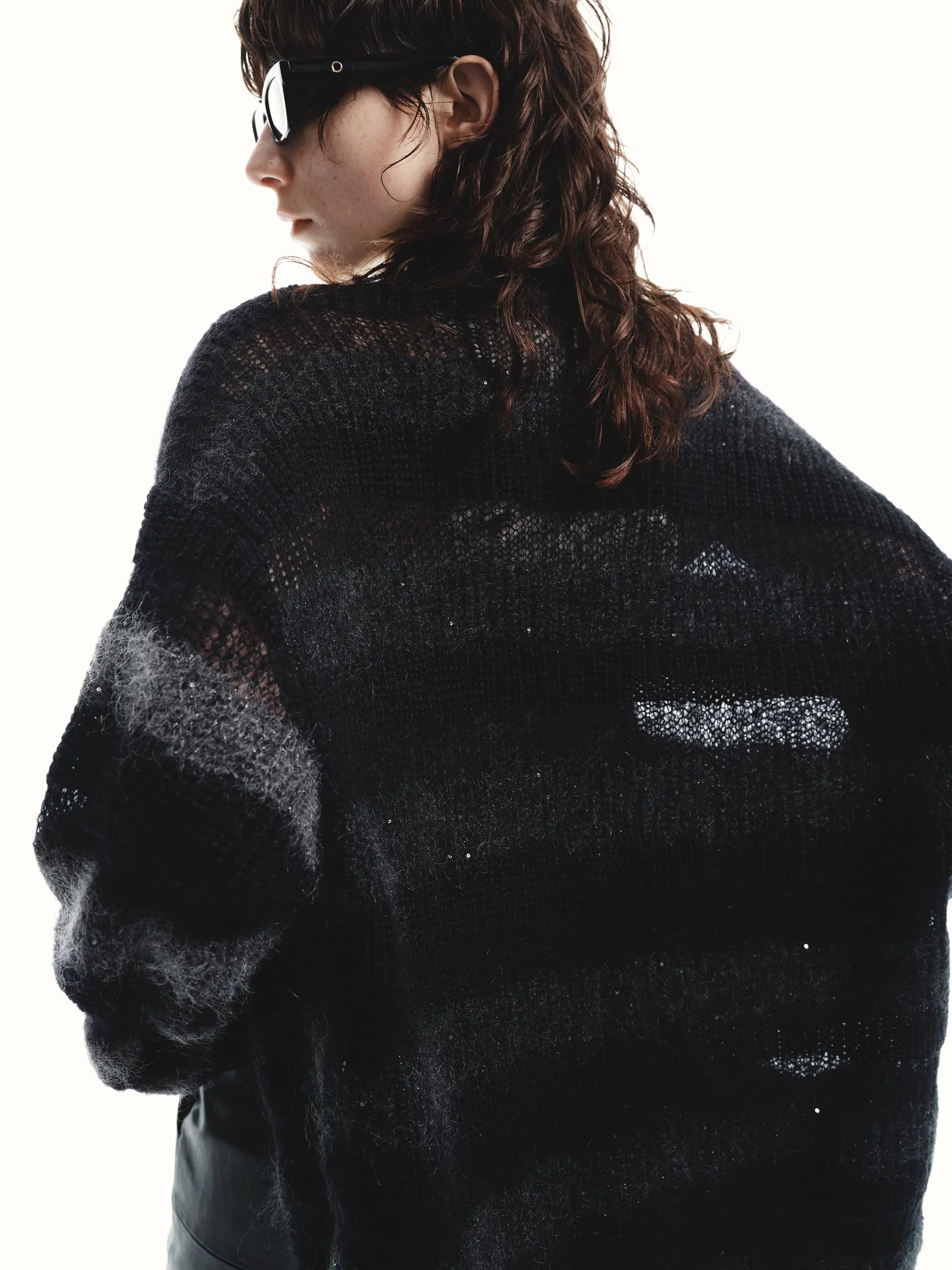 Loose Distressed Knit Cardigan