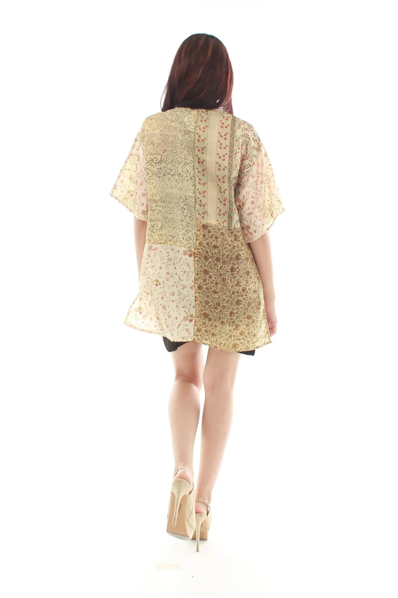 Loose Silk Top (Ivory and Green)