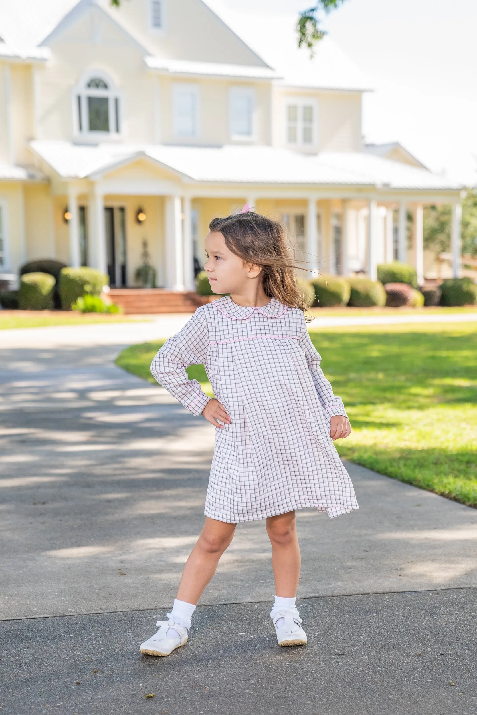 Lottie Pink and Green Windowpane Dress