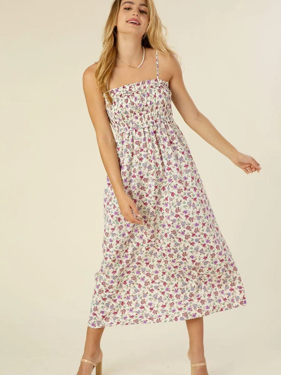 Love My Purple Floral Smocked Maxi Sundress