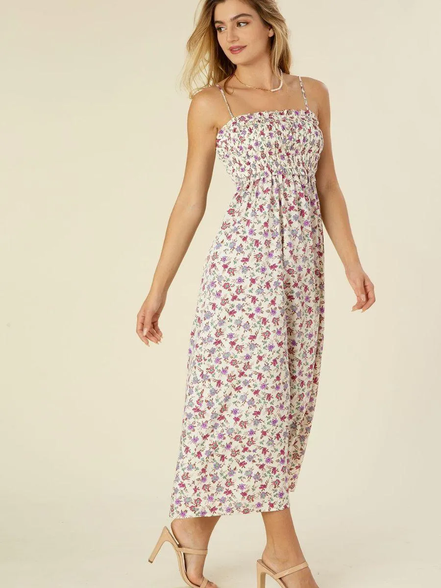 Love My Purple Floral Smocked Maxi Sundress