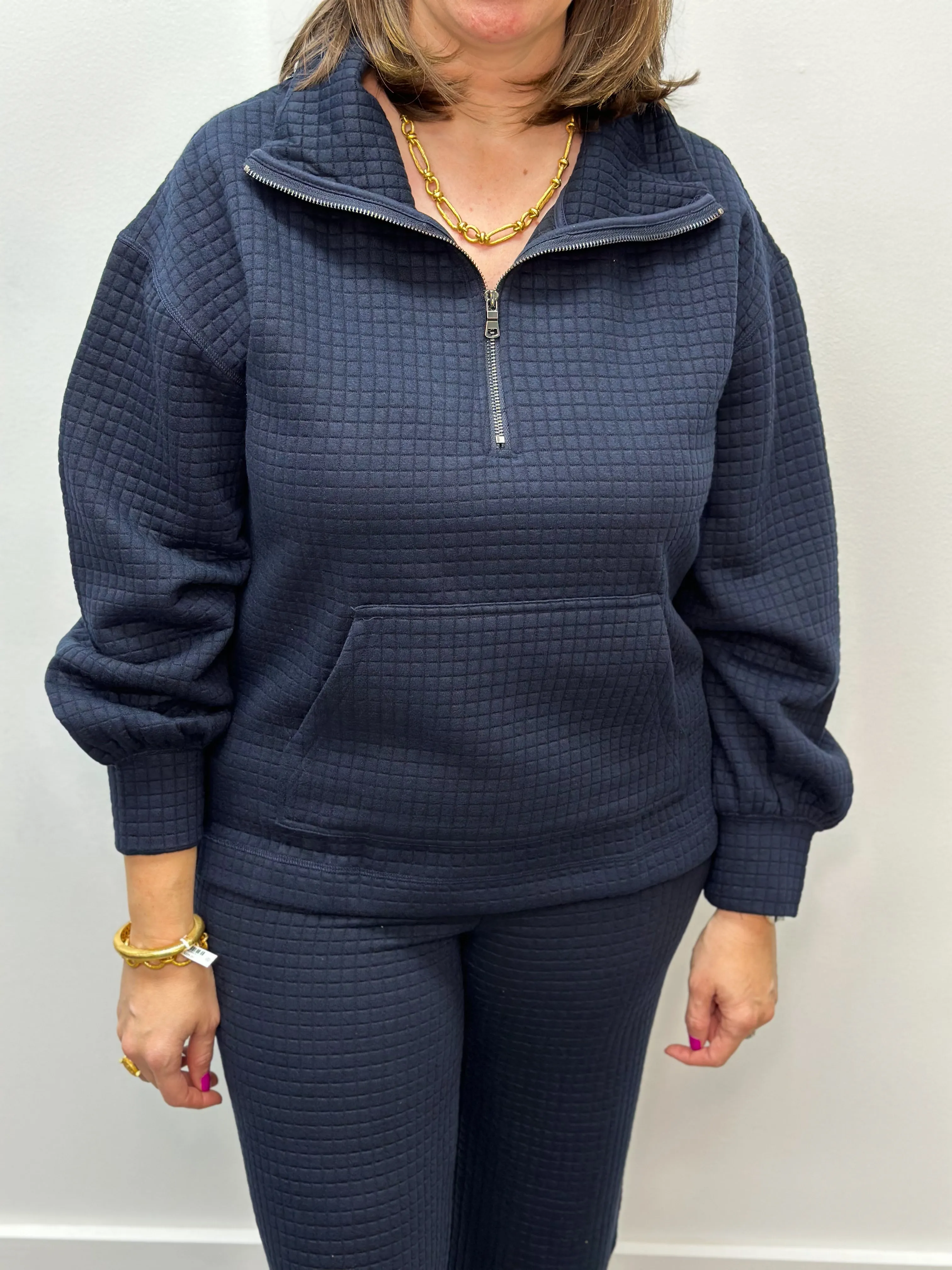 L/S Kangaroo Top W/ 1/2 Zipper - Night Sky