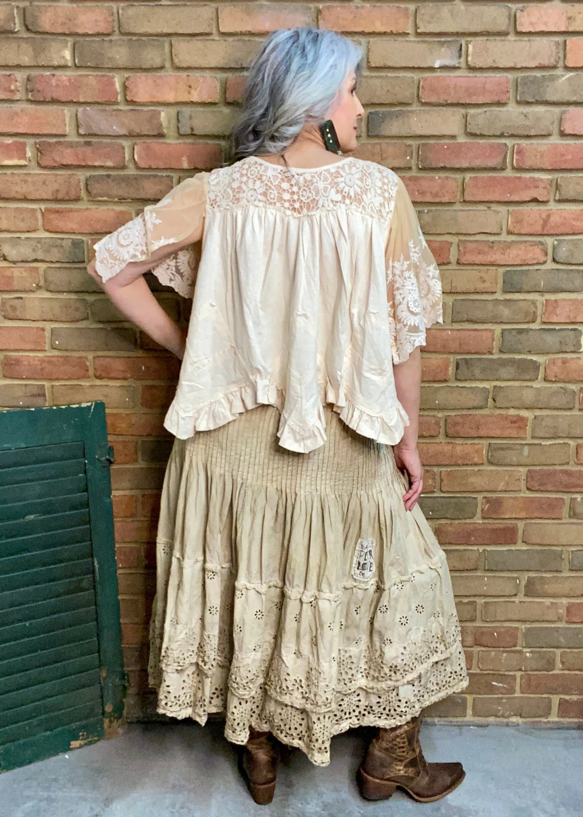 Lucy Lace Overlay Top  ECRU  #900