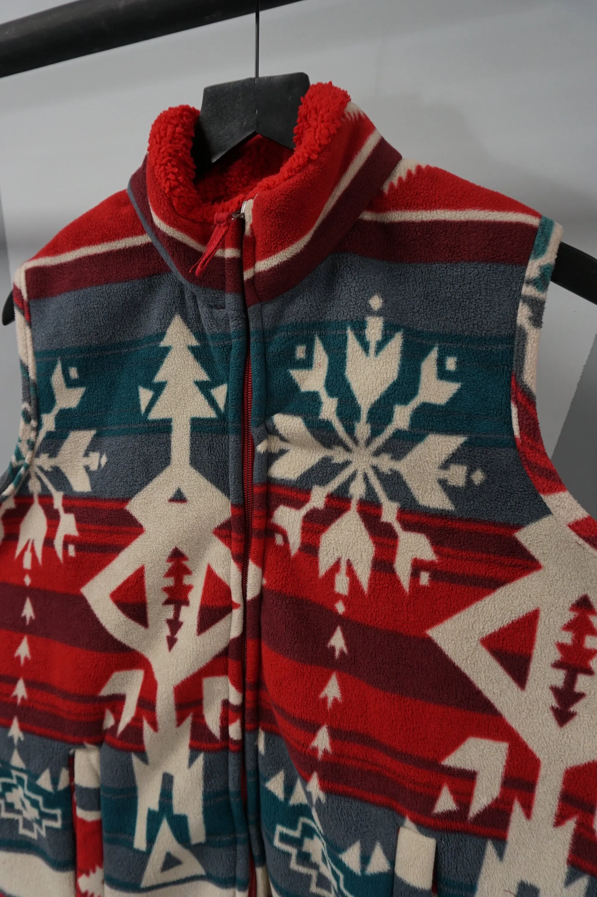 (M) Aztec Christmas Fleece Vest