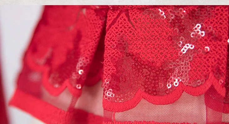 Magic Q gorgeous luxury red lace cutout autumn jacket- Imo