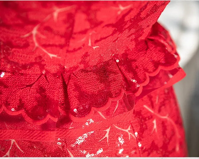 Magic Q gorgeous luxury red lace cutout autumn jacket- Imo