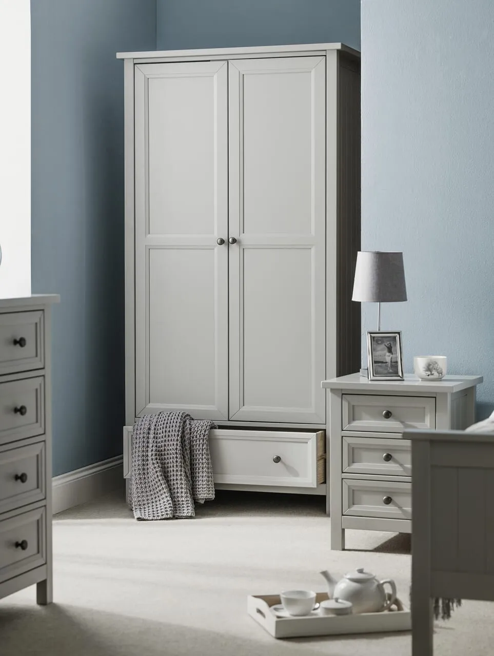 Maine 2 Door Combination Wardrobe - Dove Grey