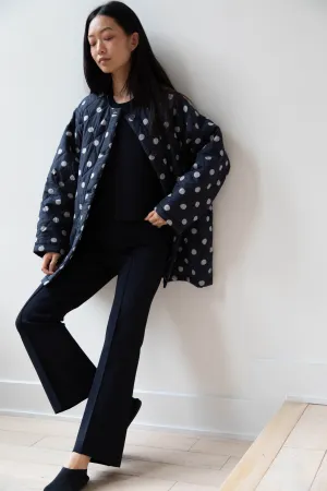 Maison de Soil | Quilted Dot Coat in Navy