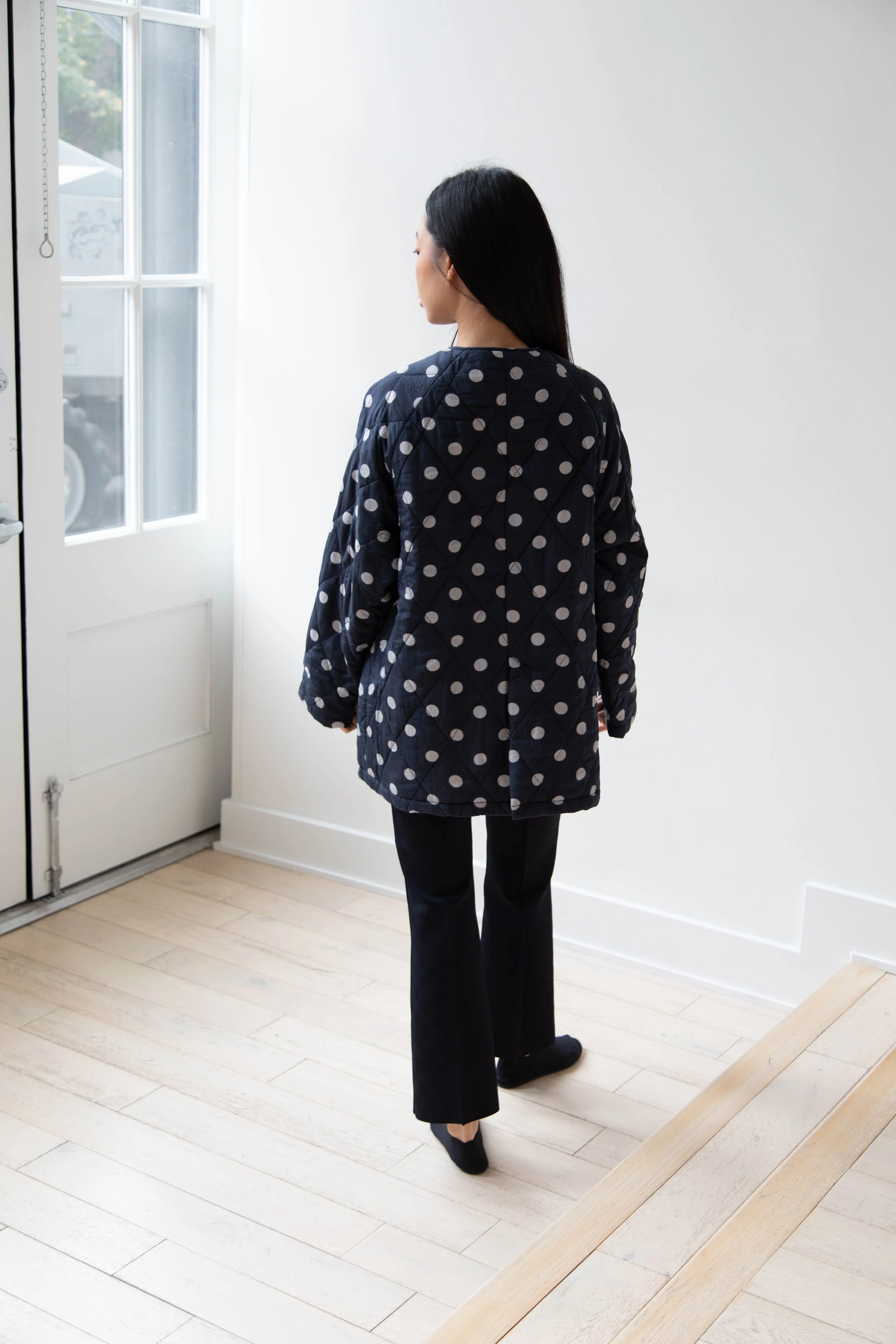 Maison de Soil | Quilted Dot Coat in Navy