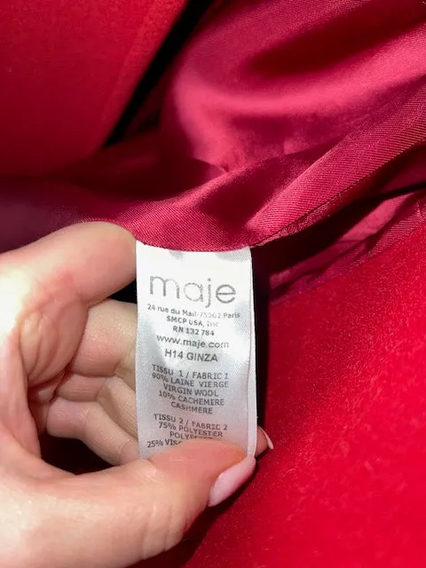 Maje Wool Cashmere Military Coat 8-10 uk