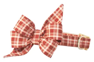 Maple Plaid Belle Bow Dog Collar