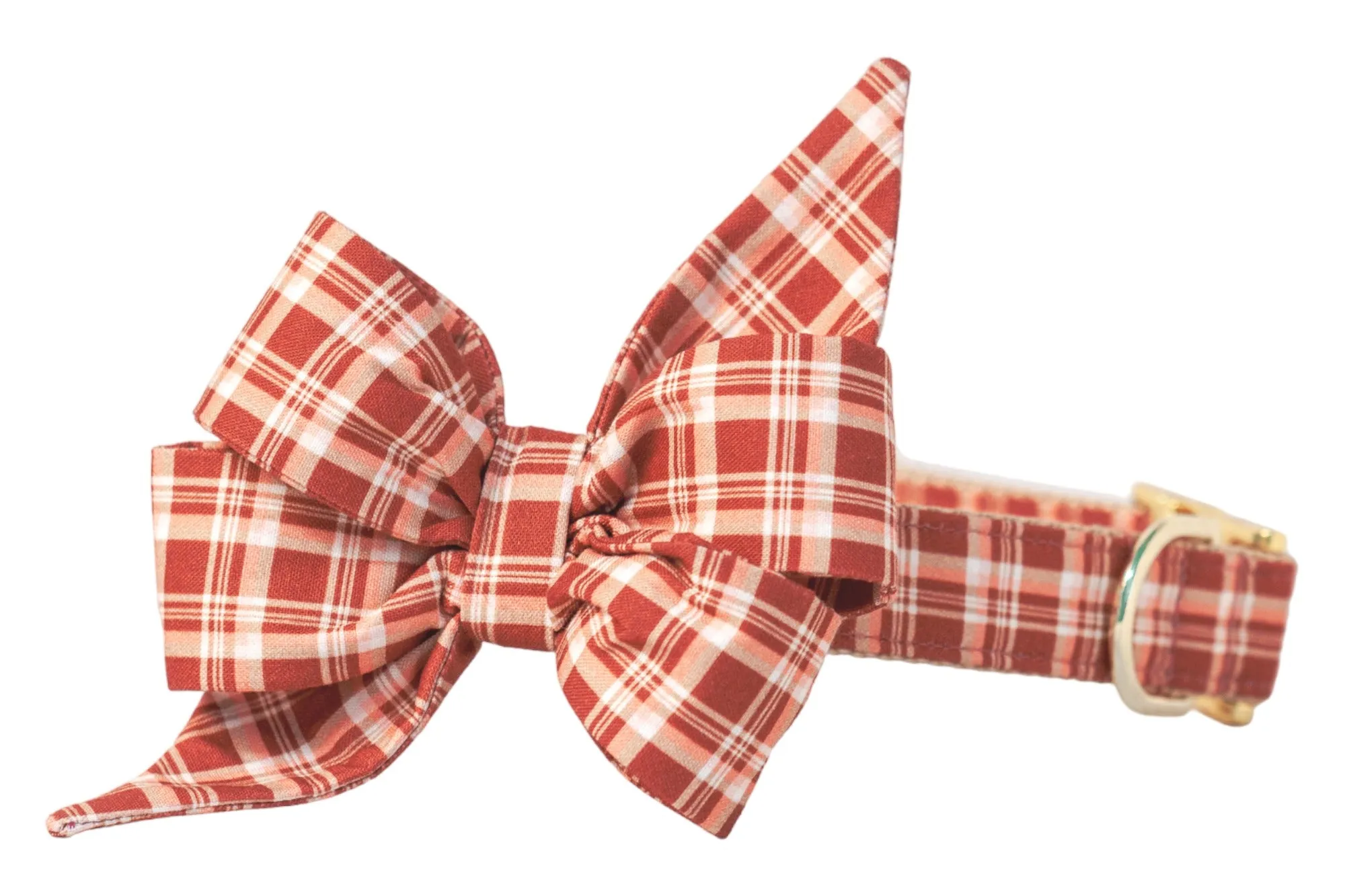 Maple Plaid Belle Bow Dog Collar