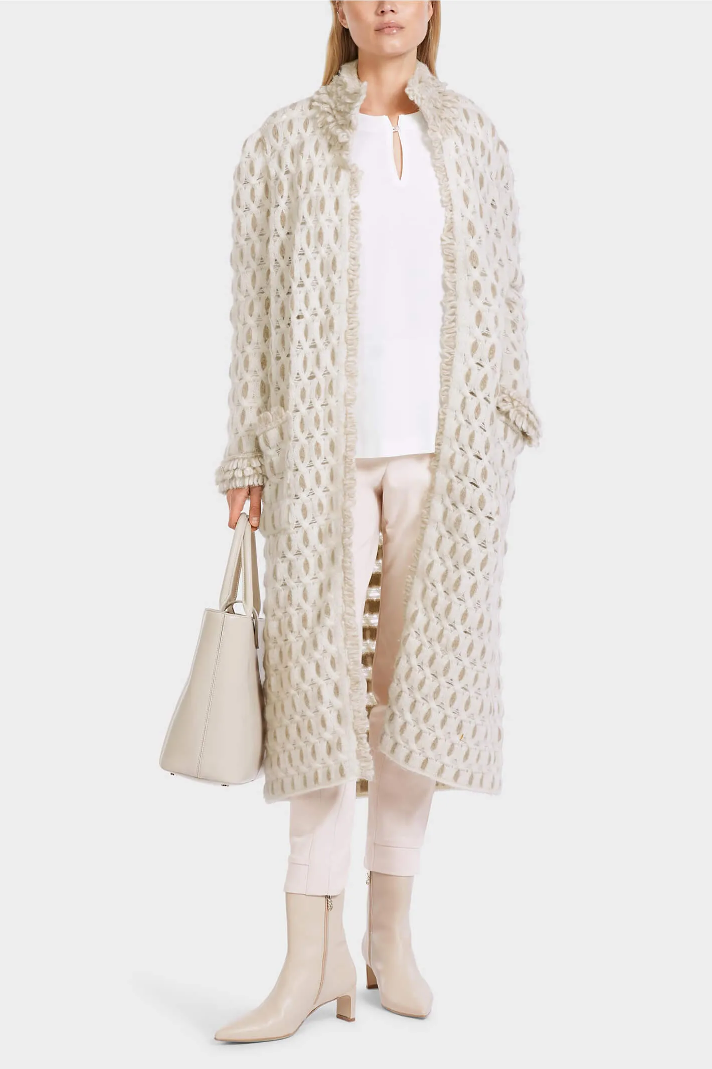 Marc Cain Collections VC 11.19 M46 110 Off White Knitted Coat