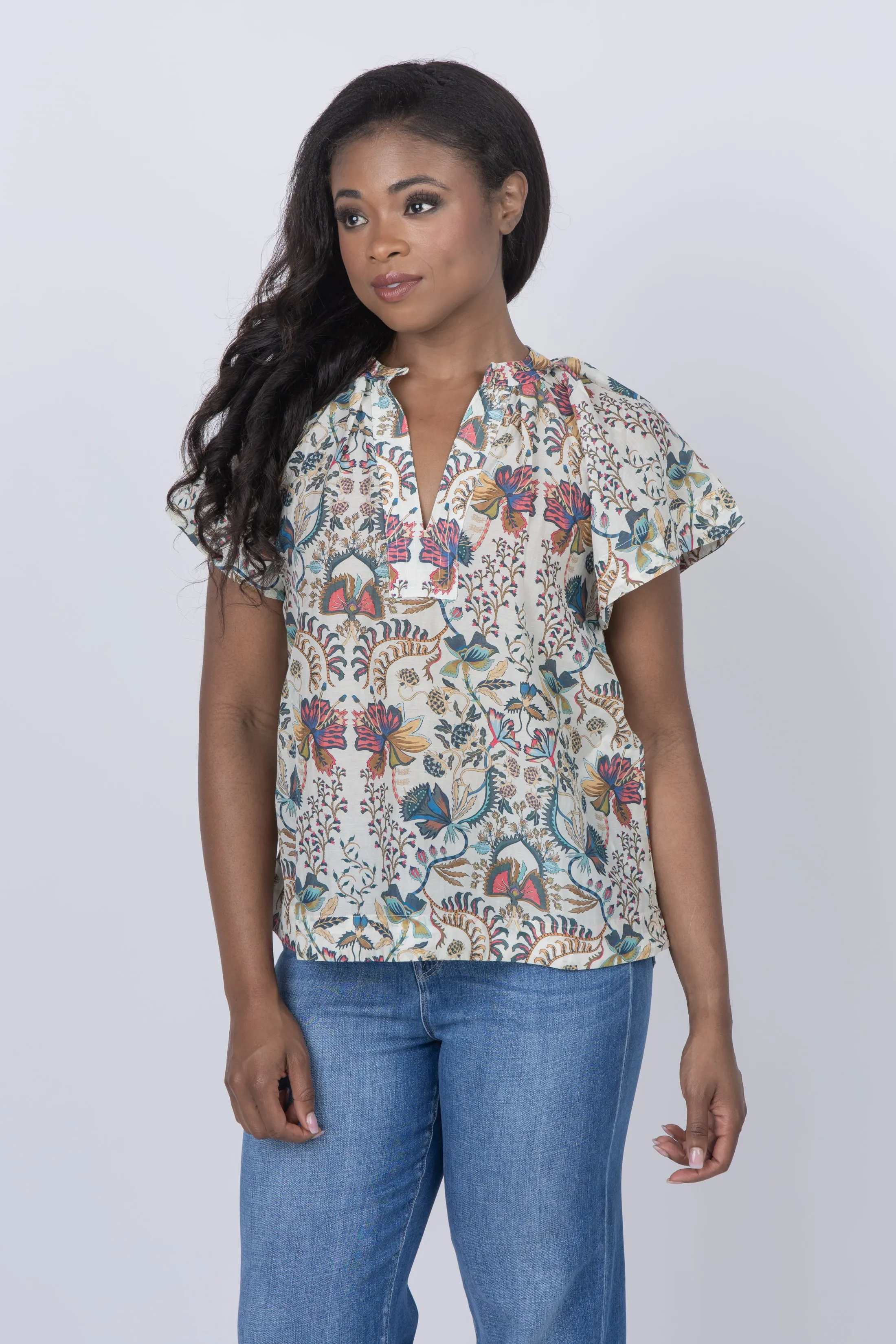 Maria Cher Palermo Nara Top in White Camellia