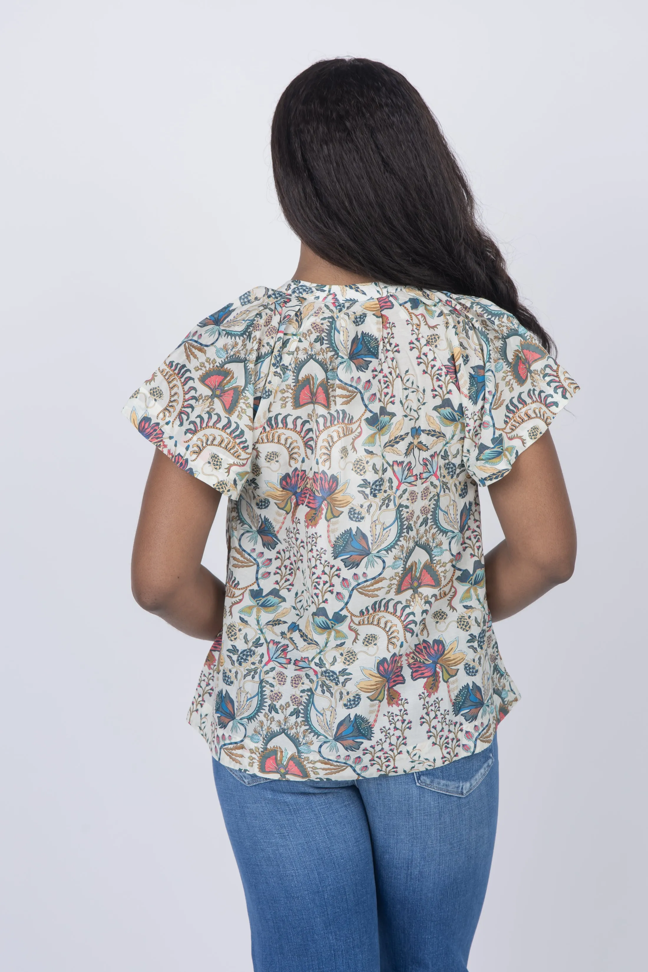 Maria Cher Palermo Nara Top in White Camellia