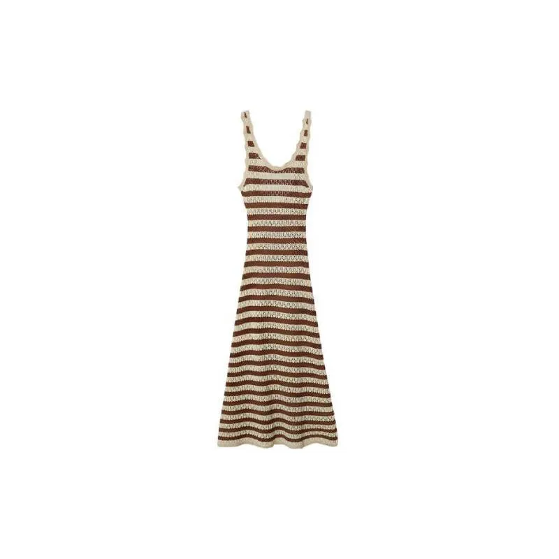 Maxi Sleeveless Striped Knit Dress