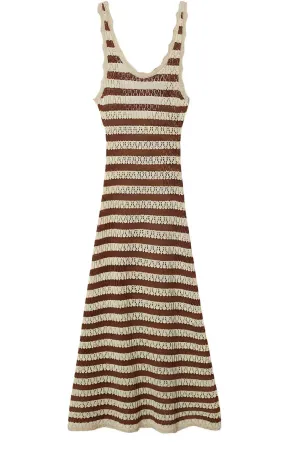 Maxi Sleeveless Striped Knit Dress