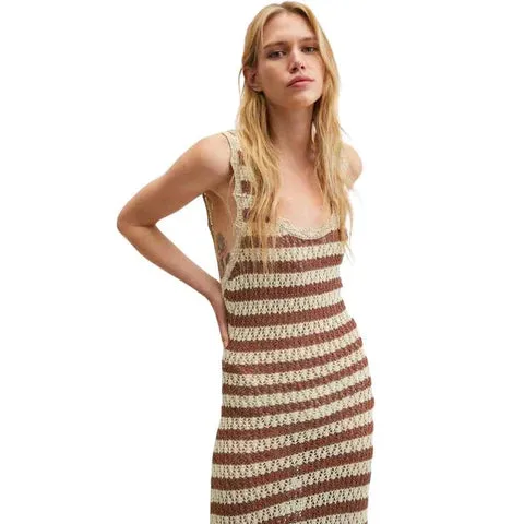Maxi Sleeveless Striped Knit Dress